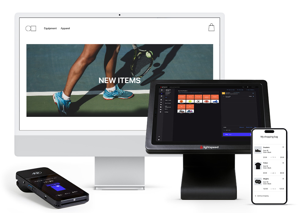 POS, iMac, iPhone and payment terminal