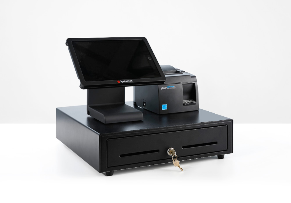 Lightspeed iPad ePOS stand, receipt printer and cash drawer